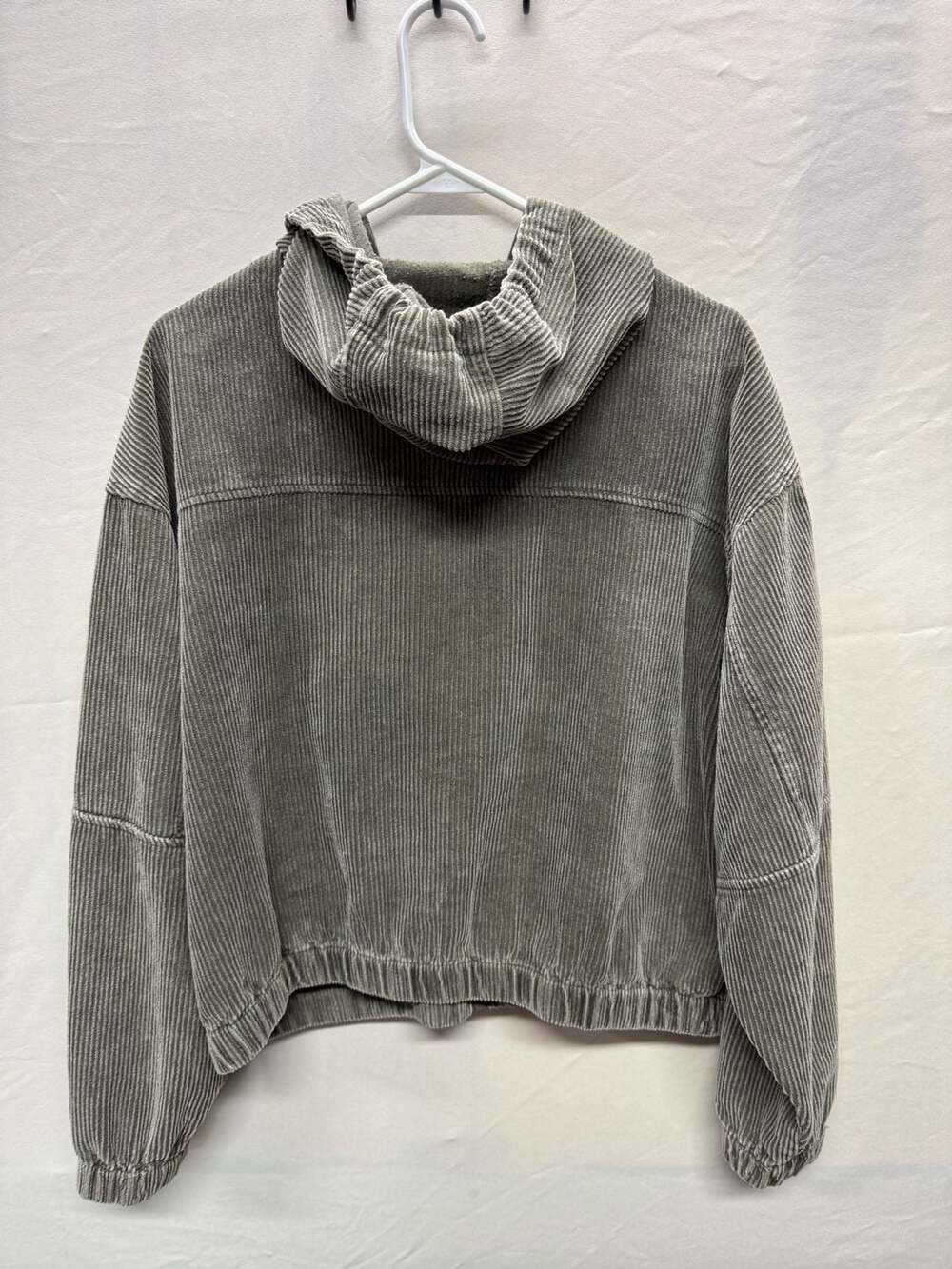 Stoosh Olive Green Corduroy Zip-Up Cropped Hoodie - Picture 7 of 7